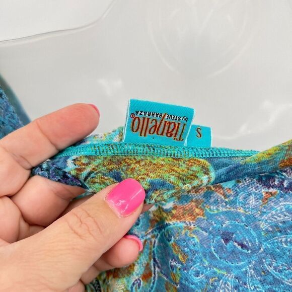 Tianello Womens Livia Blouse Tunic Size Small Paisley Burnout Cotton Blend Top - Picture 9 of 11